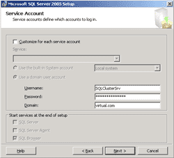 Specify Service Account
