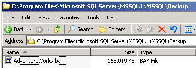 The backup file from SQL Server 2005 Server