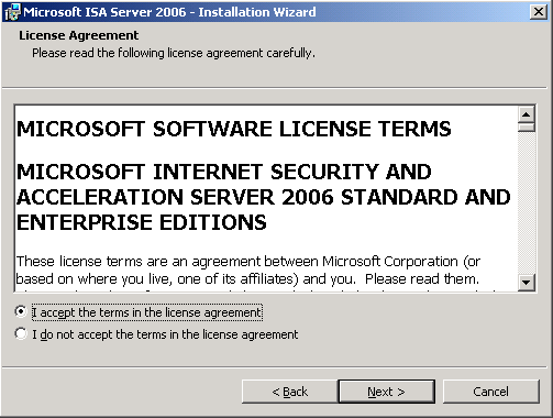 License Agreement page