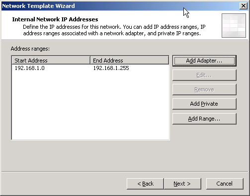 Internal Network IP Addresses