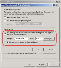 Type proxy server to ISA Server