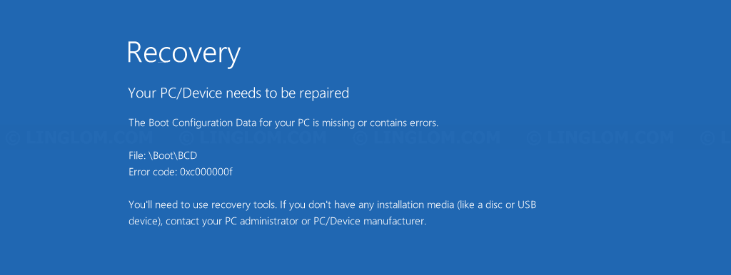 To fix the error, you can use Startup Repair which is an option in 