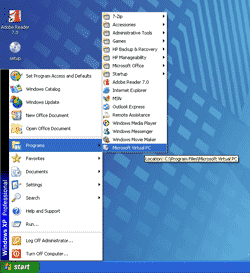 Open Microsoft Virtual PC 2007
