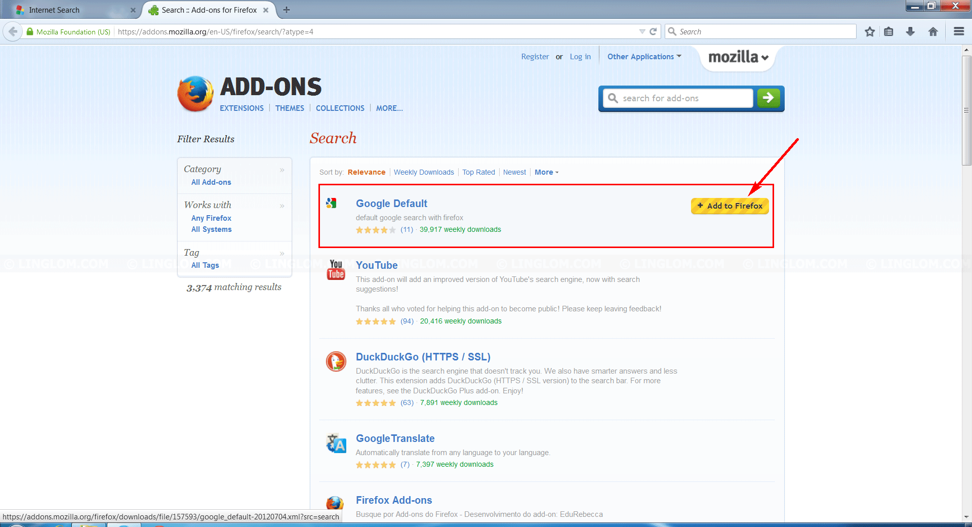 Mozilla Addons. Category and search.