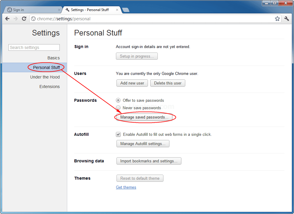 view saved passwords chrome