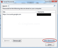 Click Show Passwords on Firefox