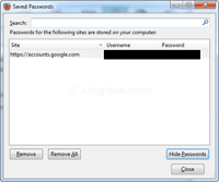 Saved Passwords Displayed on Firefox