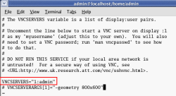 Edit /etc/sysconfig/vncservers