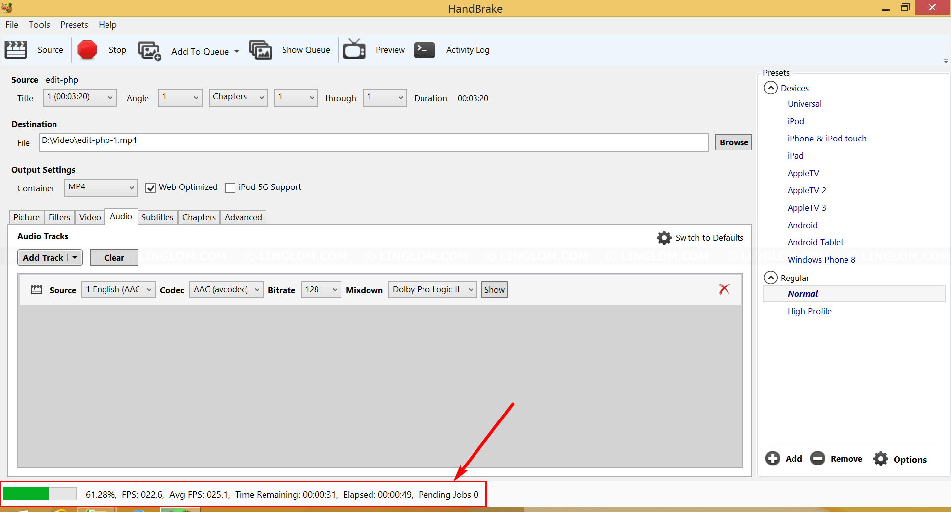 ffmpeg codec frame size is not set