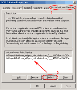 Bind disks to the server