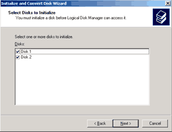 Select disks to initialize