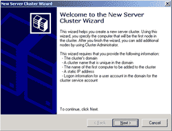 Create Server Cluster - New Server Cluster Wizard