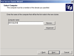 Add first node to the server cluster