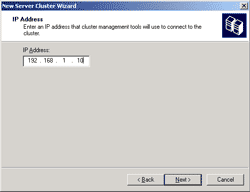 Assign IP address for connect to the server cluster