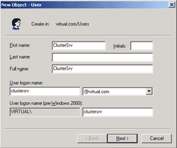 Create user account to run the cluster service