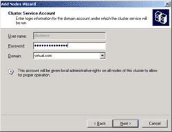 Type password of the service account