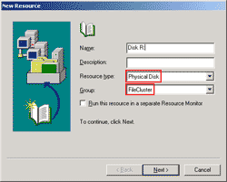 Create a new Physical Disk Resource