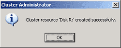 The resource 'physical disk' has been created
