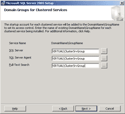 Specify Domain Groups for Clustered Services