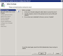 WSUS Configuration wizard