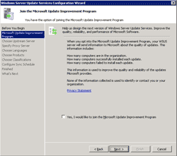 Choose to 'Join the Microsoft Update Improvement Program' or not