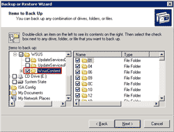 Select folder to backup