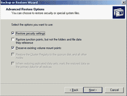 Advanced Restore Options