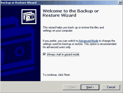 Backup or Restore Wizard