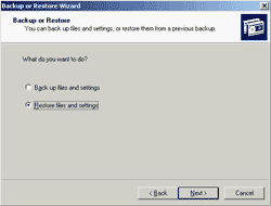 Select Restore files and settings