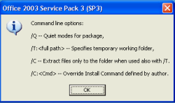 Office SP3 command line options