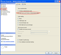 Change Authentication to SQL Server and Windows Authentication