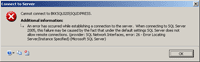 Error Locating Server/Instance Specified