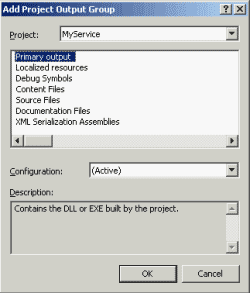 Select MyService as a primary output