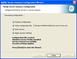 Finishes Configure MySQL Server