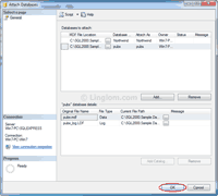 Install Sample Databases - Select Pubs database to attach