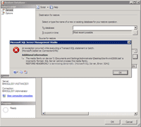 Restore Database Error Message