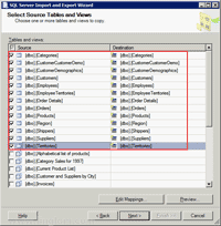 Select Sources Tables and Views