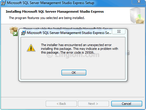 sql computer management studio express arrange error 29506
