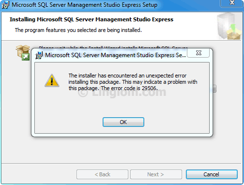 error 29506 microsoft sql server management studio express