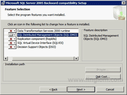 Feature Selection - SQL Distributed Management Objects (SQL-DMO)