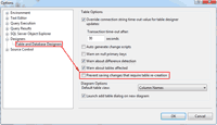 Uncheck Prevent saving changes that require the table re-creation