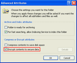 Check 'Encrypt contents to secure data'