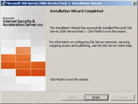 ISA Server 2006 Service Pack 1 Installation Wizard Completed