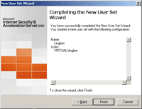 Finish Create New User Set