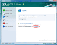 Successfully update virus signature database of Nod32 Antivirus