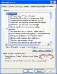 Reset IE Settings