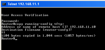 Copy configuration to TFTP Server