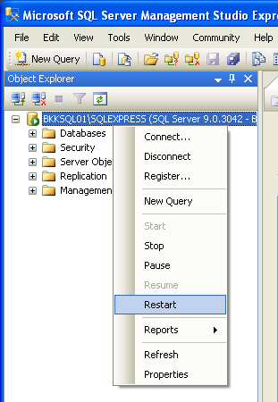 Restart SQL Server Service