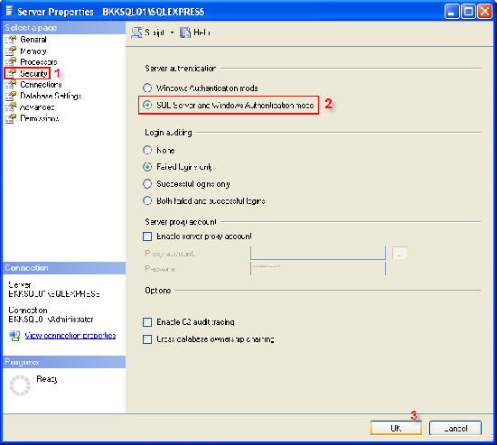 Change SQL Server authentication mode