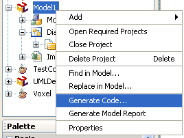 select generate code on pop-up menu